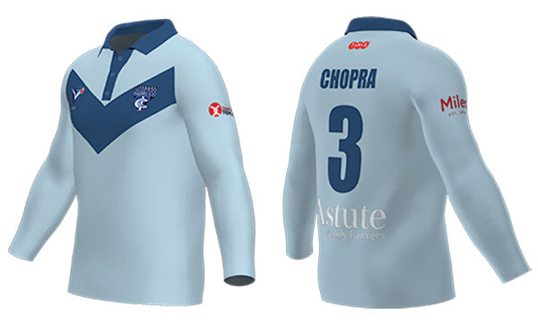 JG CRAIG SHIELD Blue Long Sleeve Playing Shirt
